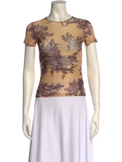 Pre-owned Miaou Printed Crew Neck T-shirt In Neutral