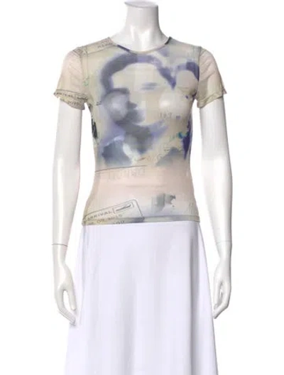 Pre-owned Miaou Printed Crew Neck T-shirt In Neutral