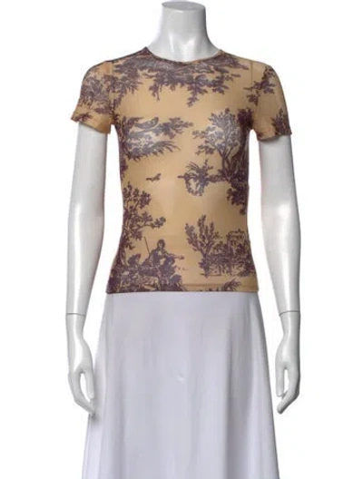Pre-owned Miaou Printed Crew Neck T-shirt In Neutrals