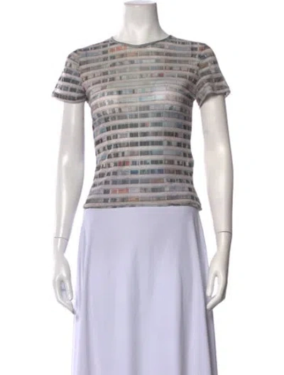 Pre-owned Miaou Printed Crew Neck T-shirt In Neutrals