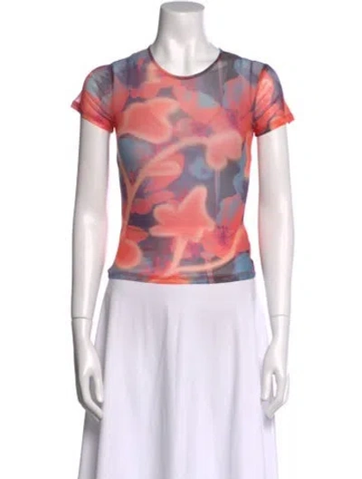 Pre-owned Miaou Printed Crew Neck T-shirt In Pink