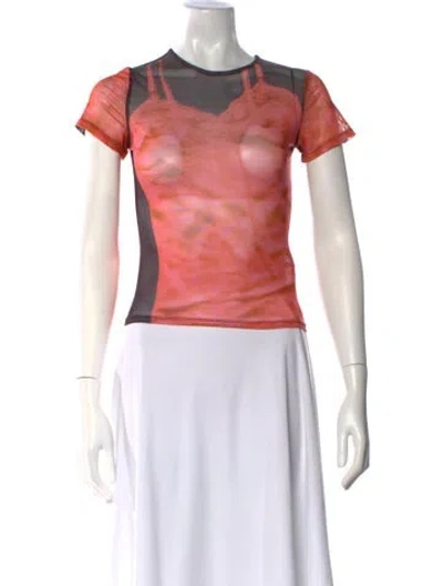 Pre-owned Miaou Printed Crew Neck T-shirt In Pink