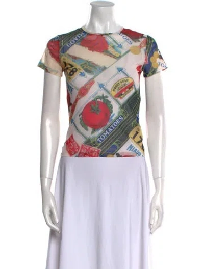 Pre-owned Miaou Printed Crew Neck T-shirt In White