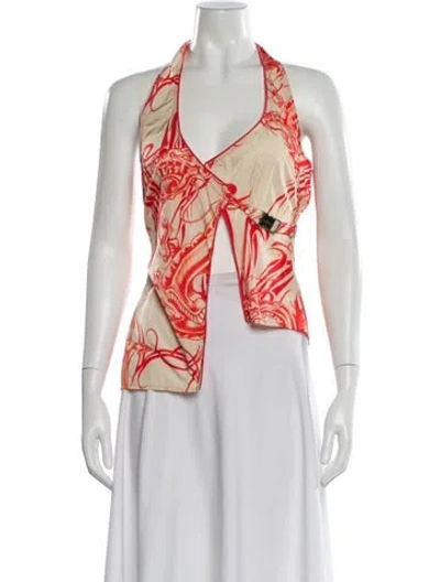 Pre-owned Miaou Printed Halterneck Top In Multi