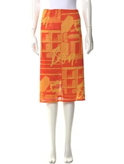 Pre-owned Miaou Printed Knee-length Skirt In Yellow