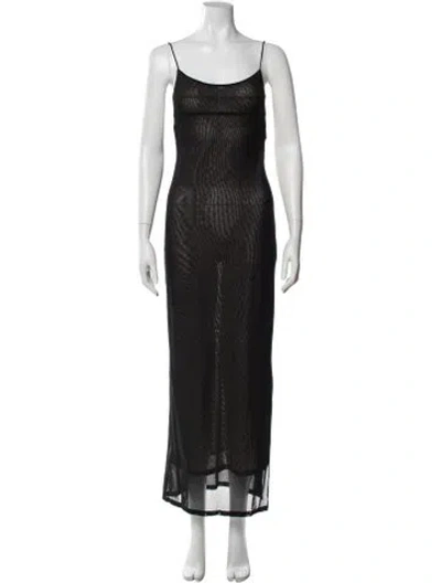 Pre-owned Miaou Printed Long Dress In Black
