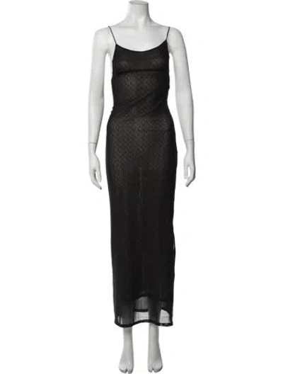 Pre-owned Miaou Printed Long Dress In Black
