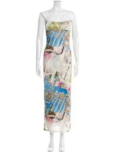 Pre-owned Miaou Printed Long Dress In Blue