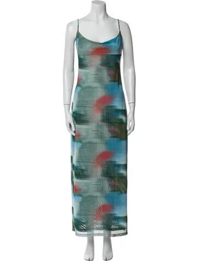 Pre-owned Miaou Printed Long Dress In Blue
