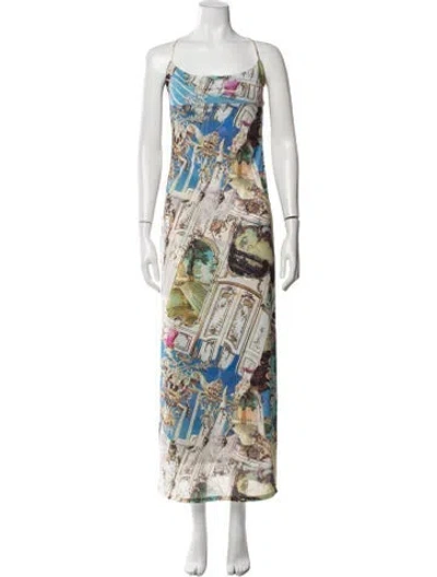 Pre-owned Miaou Printed Long Dress In Blue