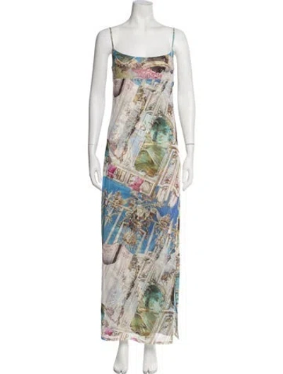 Pre-owned Miaou Printed Long Dress In Blue