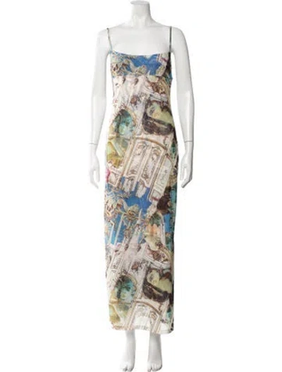 Pre-owned Miaou Printed Long Dress In Blue