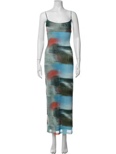 Pre-owned Miaou Printed Long Dress In Blue