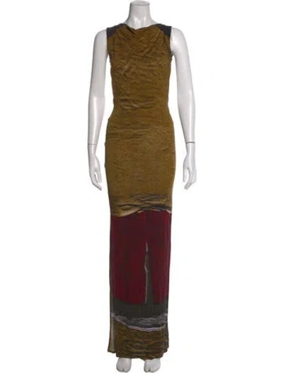 Pre-owned Miaou Printed Long Dress In Brown