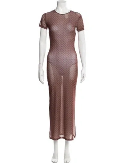 Pre-owned Miaou Printed Long Dress In Brown