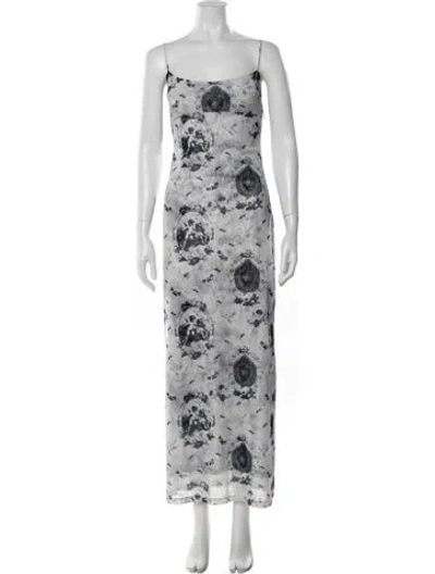 Pre-owned Miaou Printed Long Dress In Gray