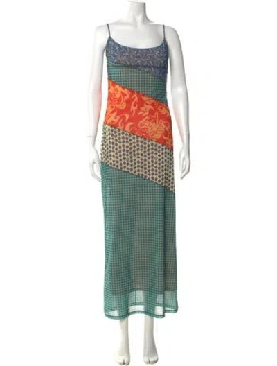 Pre-owned Miaou Printed Long Dress In Green