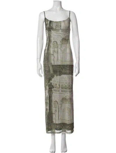 Pre-owned Miaou Printed Long Dress In Green