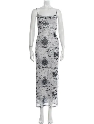 Pre-owned Miaou Printed Long Dress In Grey
