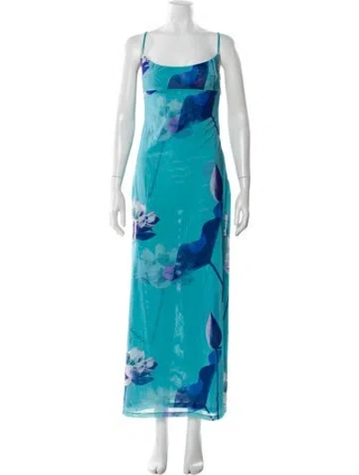 Pre-owned Miaou Printed Long Dress W/ Tags In Blue