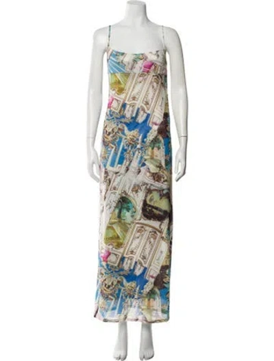Pre-owned Miaou Printed Long Dress W/ Tags In Blue
