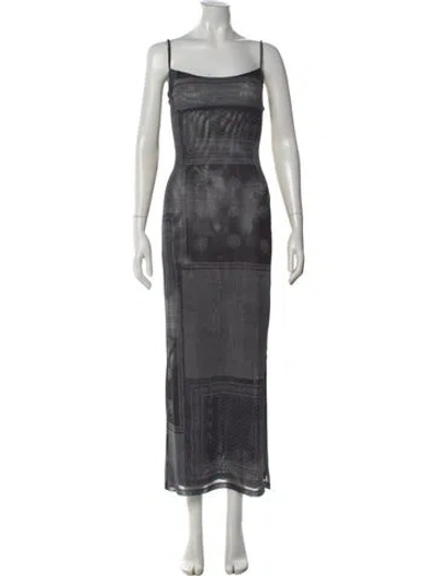 Pre-owned Miaou Printed Long Dress W/ Tags In Gray