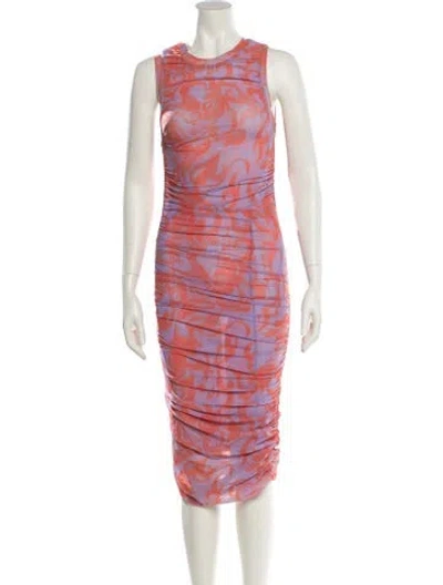 Pre-owned Miaou Printed Midi Length Dress In Blue