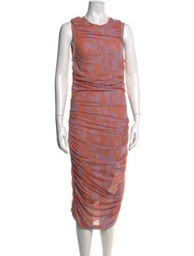 Pre-owned Miaou Printed Midi Length Dress In Orange