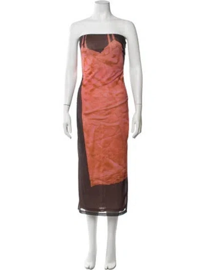 Pre-owned Miaou Printed Midi Length Dress In Pink
