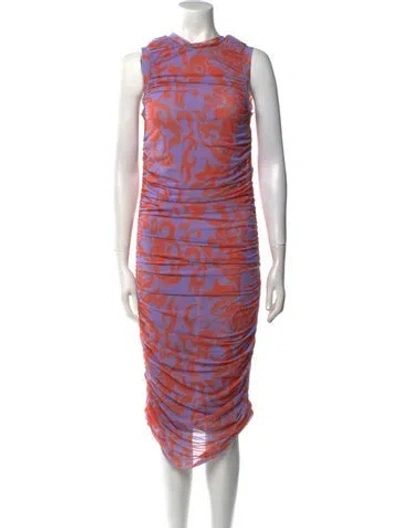 Pre-owned Miaou Printed Midi Length Dress In Purple