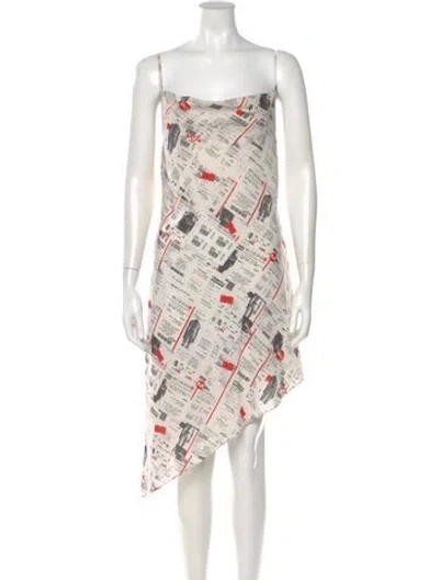 Pre-owned Miaou Printed Midi Length Dress In White