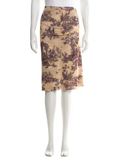 Pre-owned Miaou Printed Midi Length Skirt In Brown
