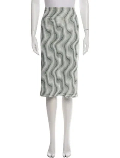 Pre-owned Miaou Printed Midi Length Skirt In Green