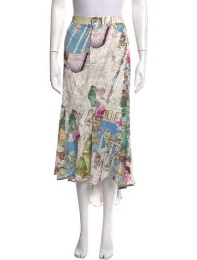 Pre-owned Miaou Printed Midi Length Skirt In Green