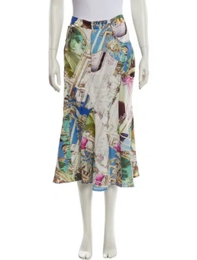 Pre-owned Miaou Printed Midi Length Skirt W/ Tags In White