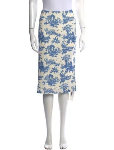 Pre-owned Miaou Printed Midi Length Skirt In White