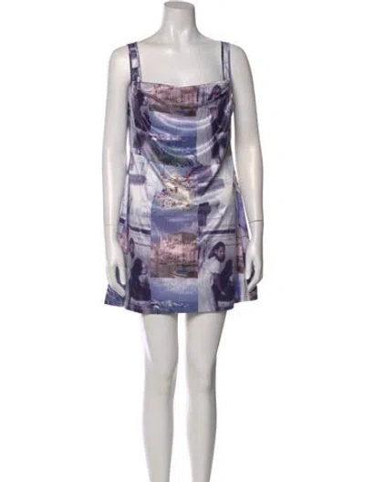 Pre-owned Miaou Printed Mini Dress In Blue