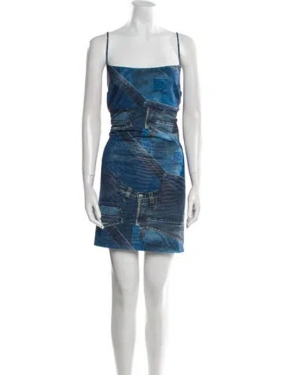 Pre-owned Miaou Printed Mini Dress In Blue