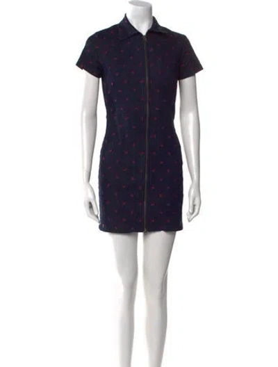 Pre-owned Miaou Printed Mini Dress In Blue