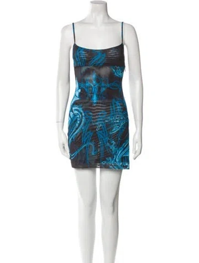 Pre-owned Miaou Printed Mini Dress In Blue
