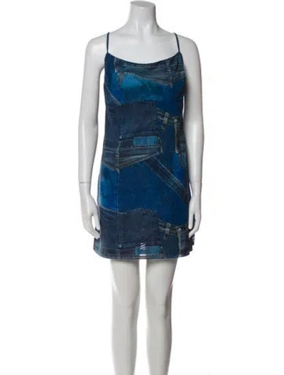 Pre-owned Miaou Printed Mini Dress In Blue