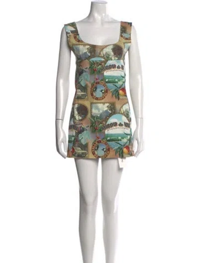 Pre-owned Miaou Printed Mini Dress In Blue