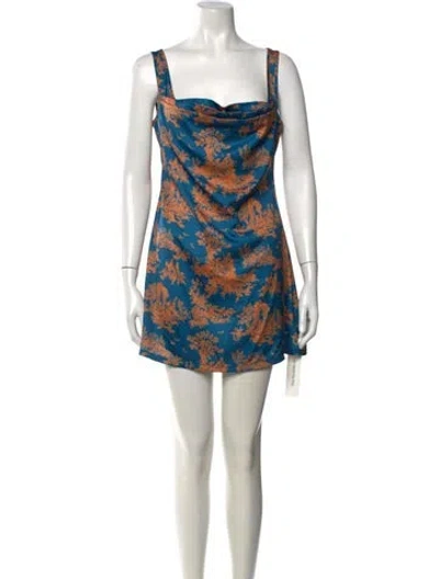 Pre-owned Miaou Printed Mini Dress In Blue
