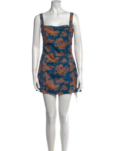 Pre-owned Miaou Printed Mini Dress In Blue