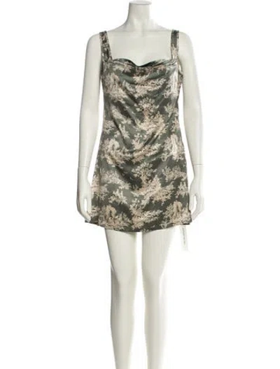 Pre-owned Miaou Printed Mini Dress In Green
