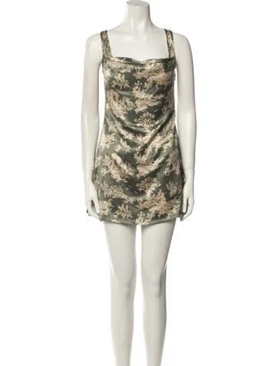 Pre-owned Miaou Printed Mini Dress In Green