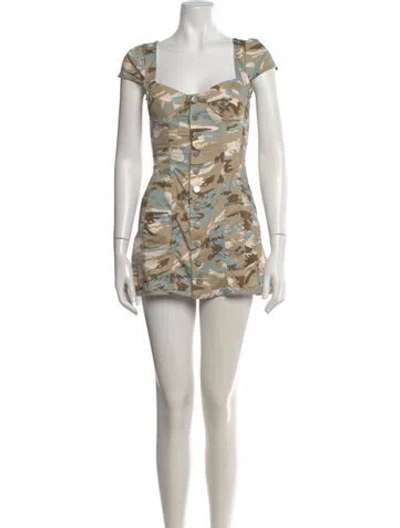 Pre-owned Miaou Printed Mini Dress In Green