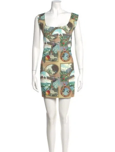 Pre-owned Miaou Printed Mini Dress In Green