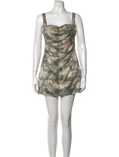 Pre-owned Miaou Printed Mini Dress In Green