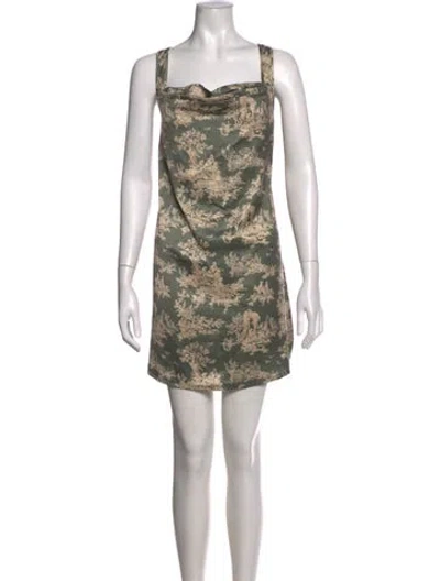 Pre-owned Miaou Printed Mini Dress In Green